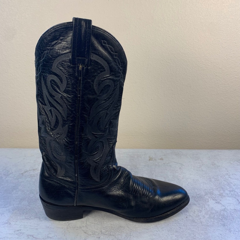 LEFT BOOT ONLY Dan Post 10.5D Black Leather Cowboy Western Boot 2110